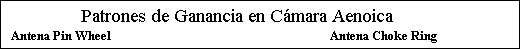 Cuadro de texto:               Patrones de Ganancia en Cmara Aenoica 
Antena Pin Wheel                                                                         Antena Choke Ring
